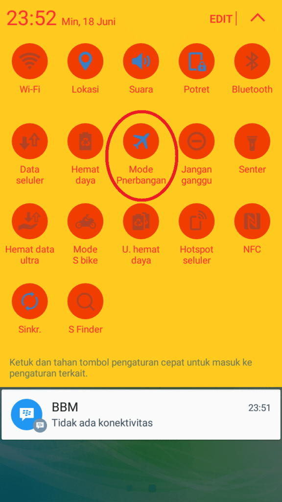 Gunakan airplane mode