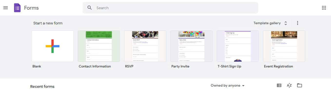 Halaman Utama Google Form